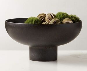 CB2 Black Ceramic Pedestal Bowl